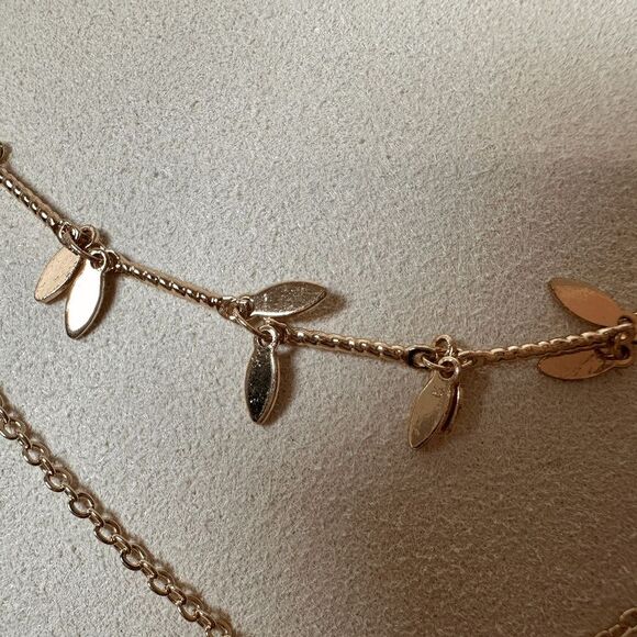 PARK LANE Leaf and Bee Double Layered Goldtone Necklace - Picture 8 of 9